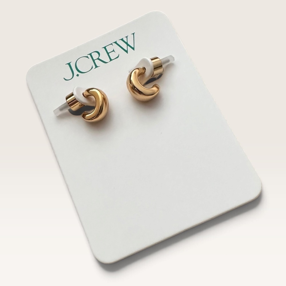 J.Crew Small Huggie Hoop Earrings Hypoallergenic Post Shiny Matte Gold New